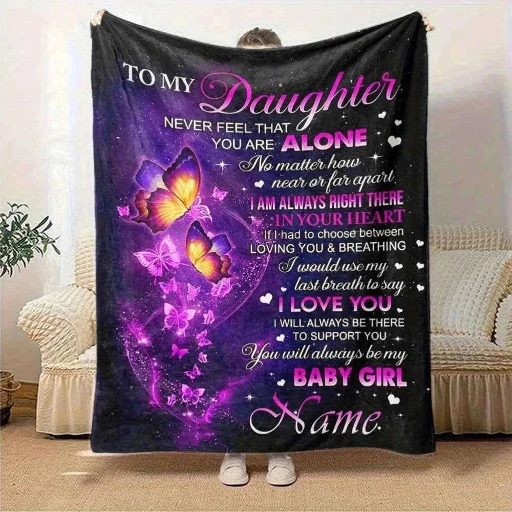1pc Personalized Custom Name "to My Daughter" Flannel Blanket Heartfelt Message Soft for Bed Sofa Travel Daughter Gifts From Mom