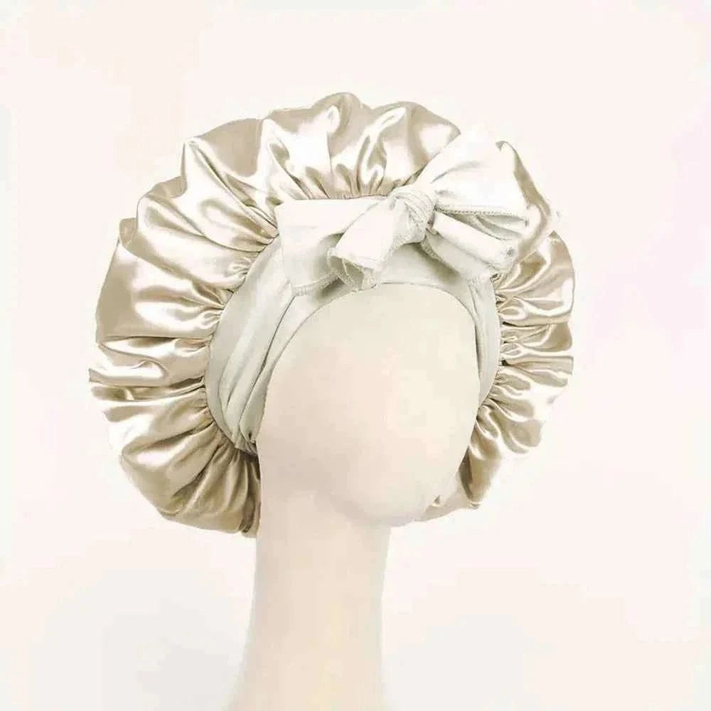 Satin Silk Sleeping Bonnet Adjustable with Tie Band for Women and Men