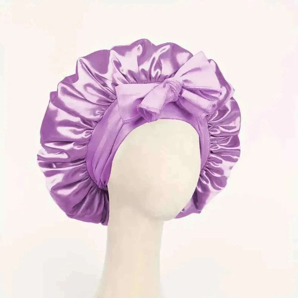 Satin Silk Sleeping Bonnet Adjustable with Tie Band for Women and Men
