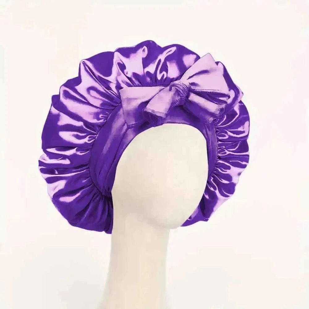 Satin Silk Sleeping Bonnet Adjustable with Tie Band for Women and Men