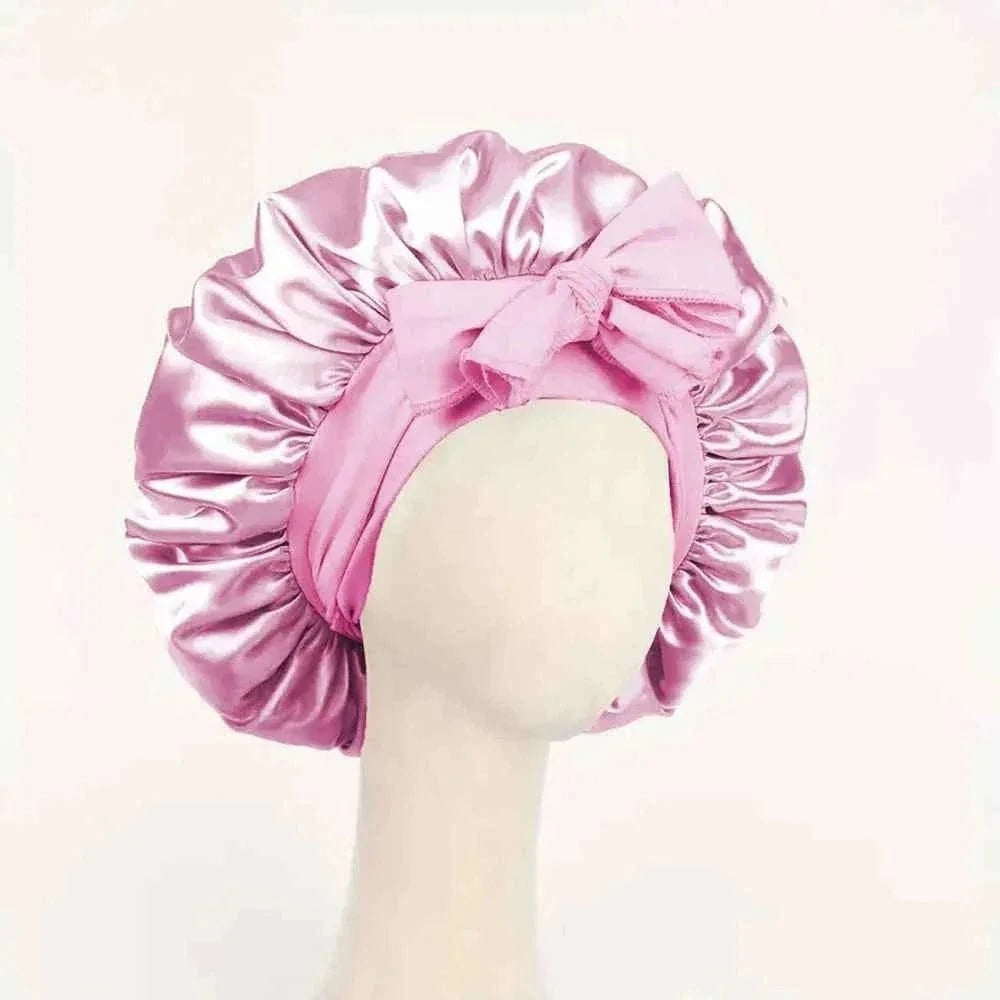 Satin Silk Sleeping Bonnet Adjustable with Tie Band for Women and Men