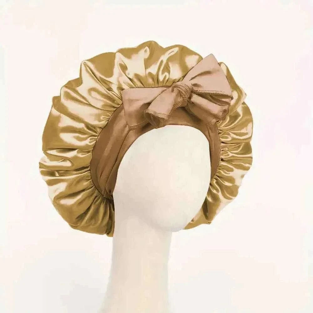 Satin Silk Sleeping Bonnet Adjustable with Tie Band for Women and Men