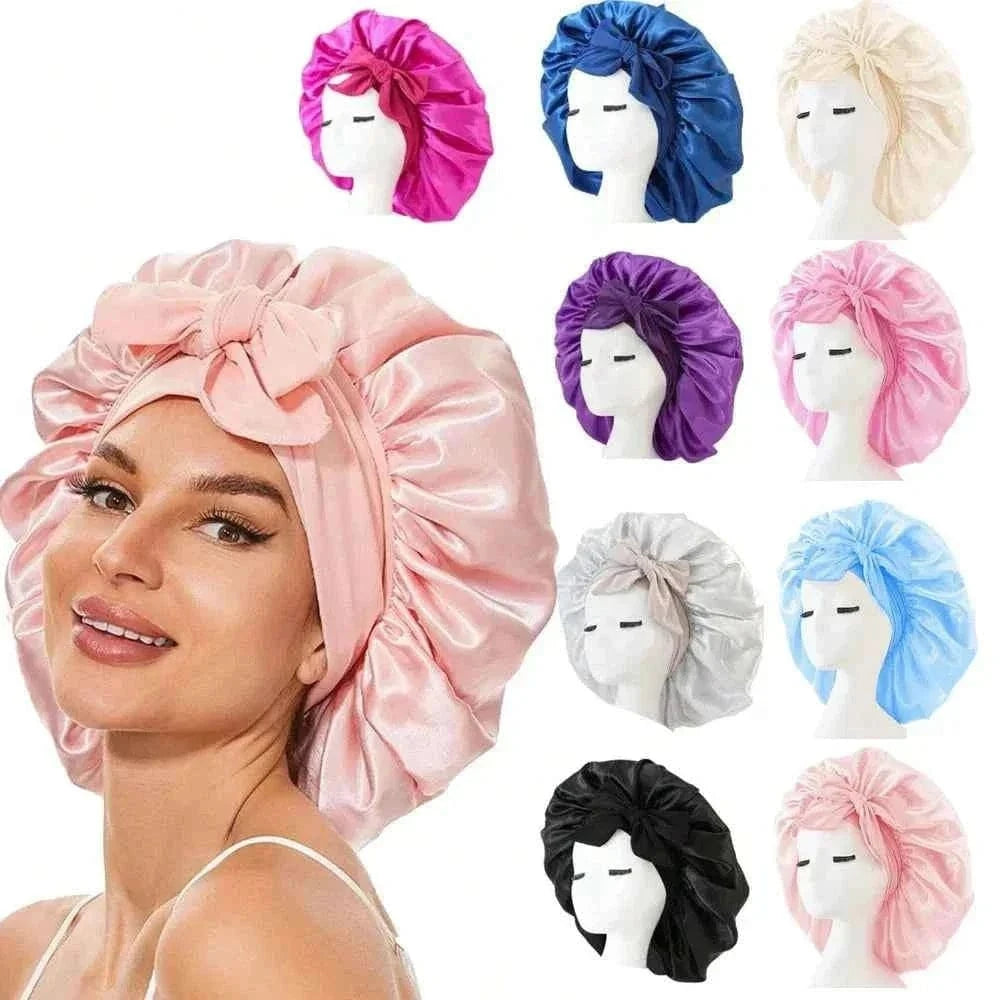 Satin Silk Sleeping Bonnet Adjustable with Tie Band for Women and Men