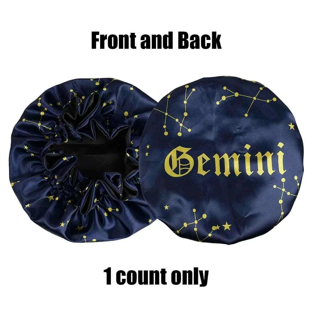 1PC Constellation Print Satin Sleep Bonnet with Wide Band Soft Wrap Comfortable Cap for Daily Use Makeup & Face Washing