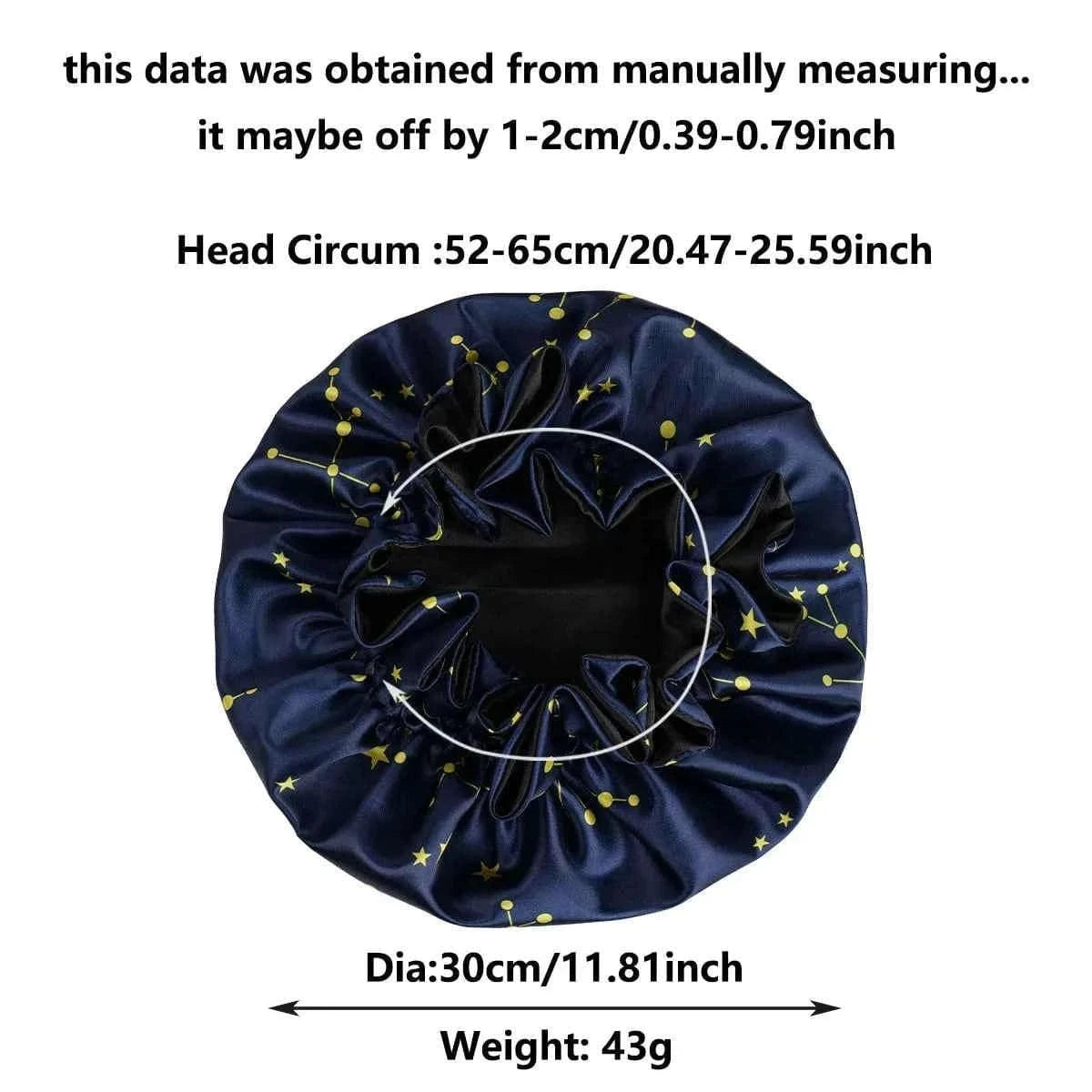 1PC Constellation Print Satin Sleep Bonnet with Wide Band Soft Wrap Comfortable Cap for Daily Use Makeup & Face Washing