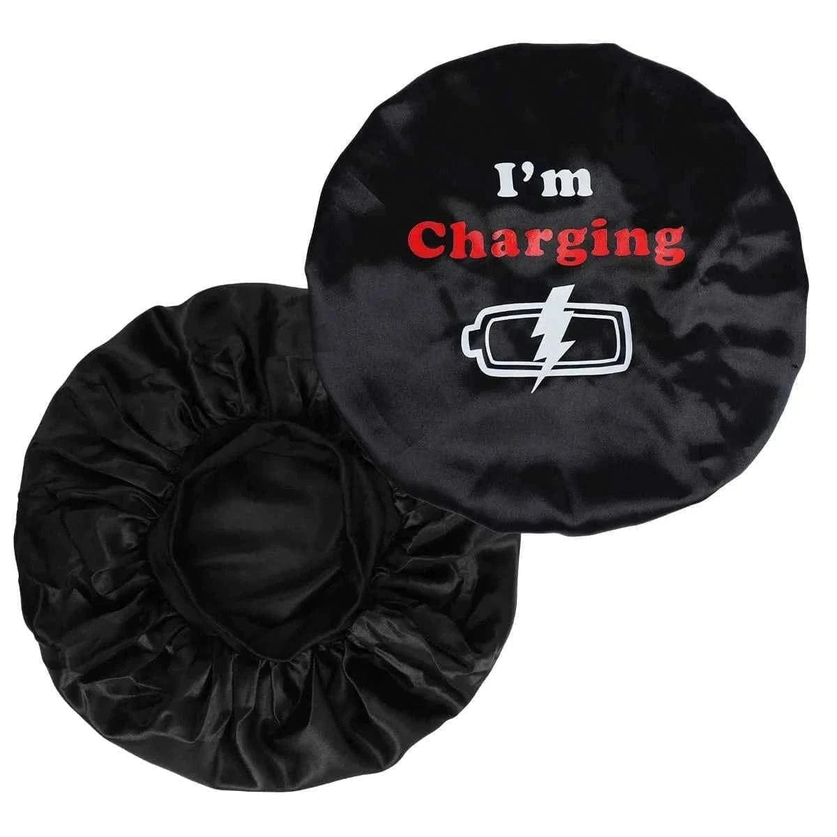 Satin Sleeping Cap for Women, Wide Elastic Band Bonnet with Funny Words Print, Soft & Breathable, Ideal for Curly Hair