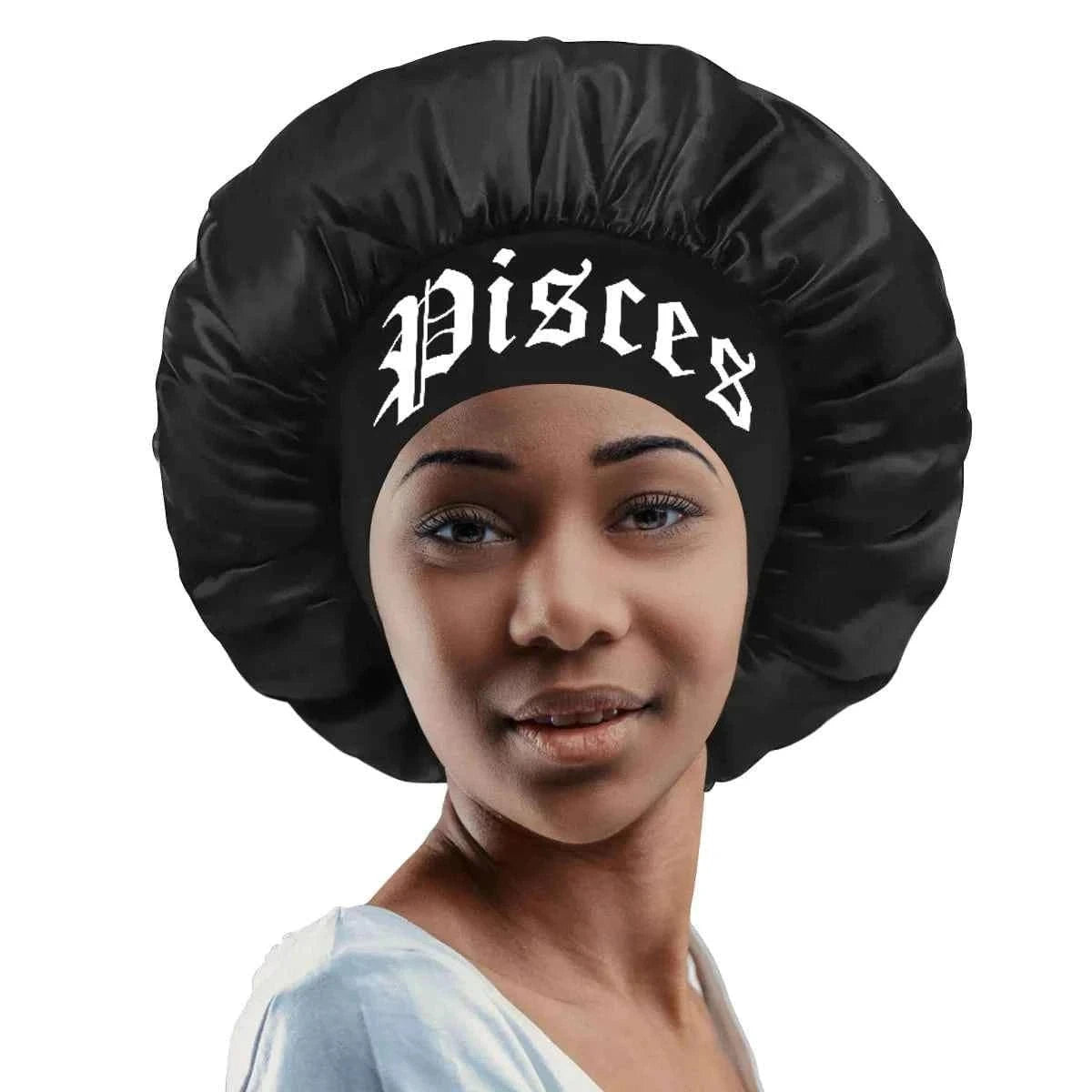 1pc Satin Sleeping Cap with Wide-Brim for Women Soft Hair Silky Bonnet with 12 Zodiac Prints Perfect for Daily Use