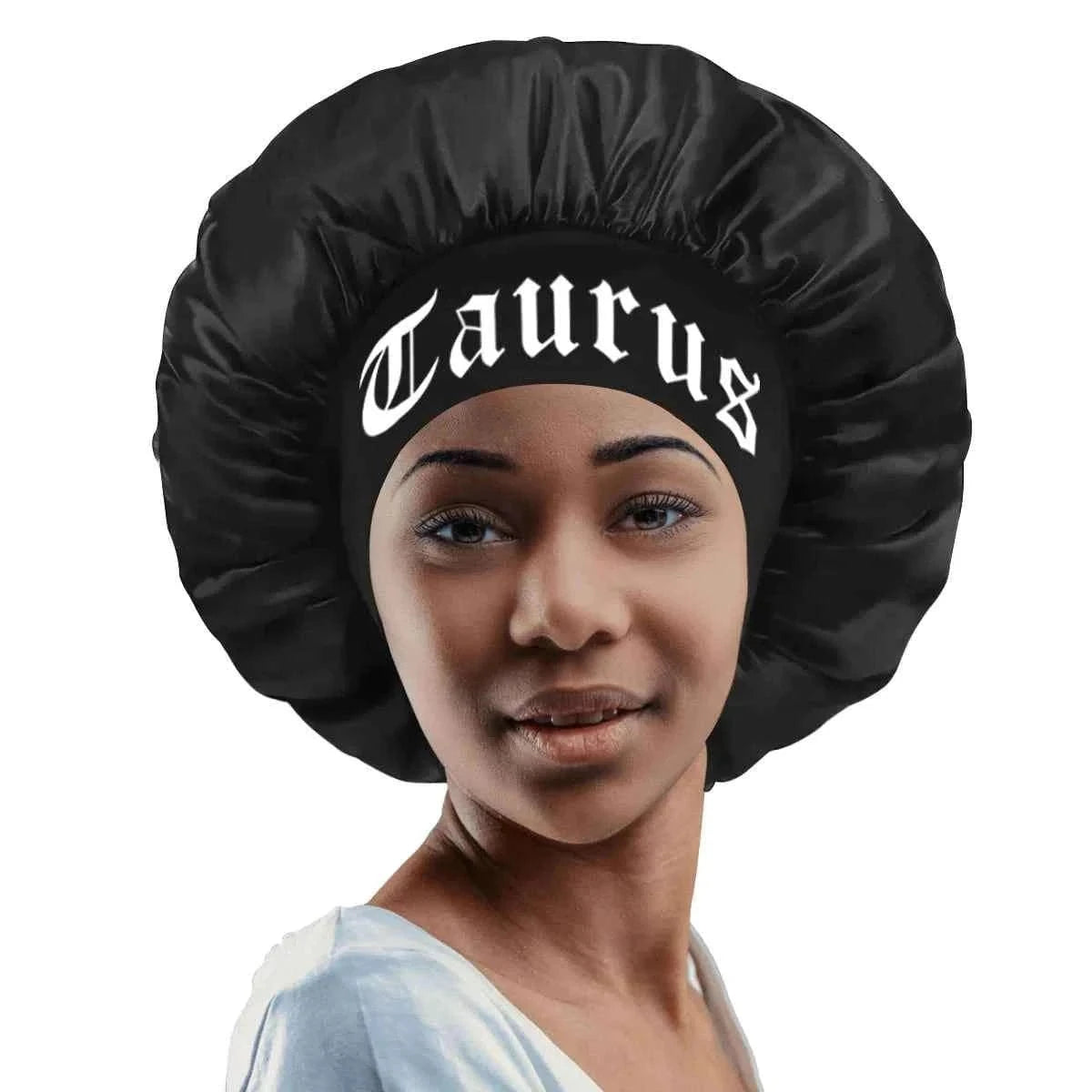 1pc Satin Sleeping Cap with Wide-Brim for Women Soft Hair Silky Bonnet with 12 Zodiac Prints Perfect for Daily Use