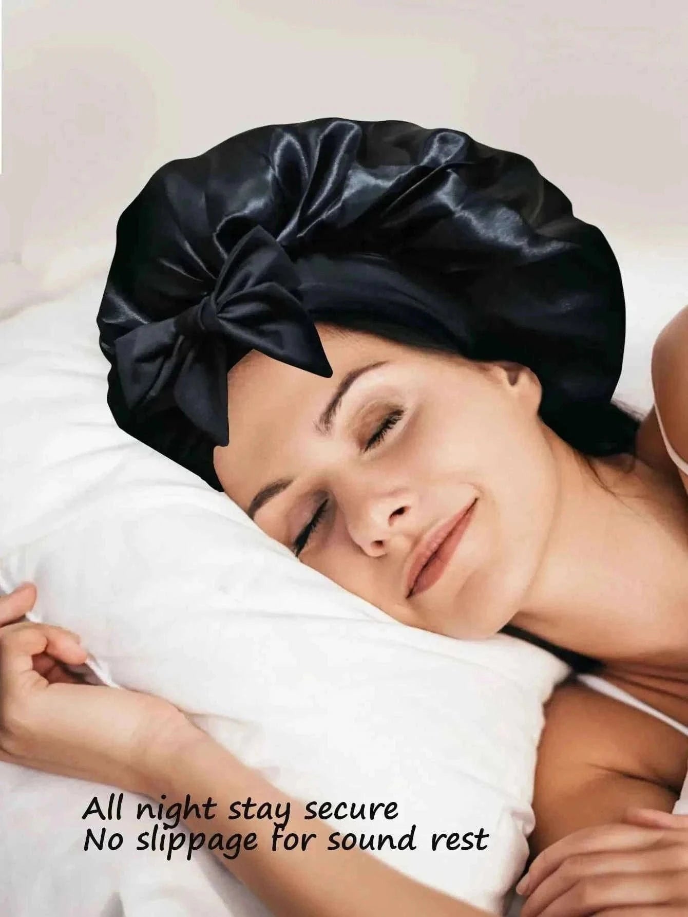 Silk Bonnet Sleeping Womens Satin Bonnet Hair Night Sleep Cap Tie Band CurlyHat Scarf Wrap Curly Hair Bonnets Beauty