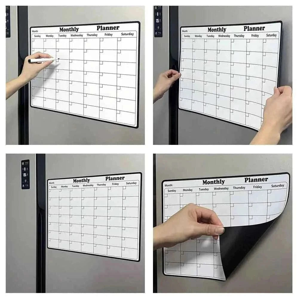 Magnetic Dry Erase Calendar Whiteboard Stickers with Weekly/Monthly Study Organizer Versatile Monthly Planner for Refrigerator