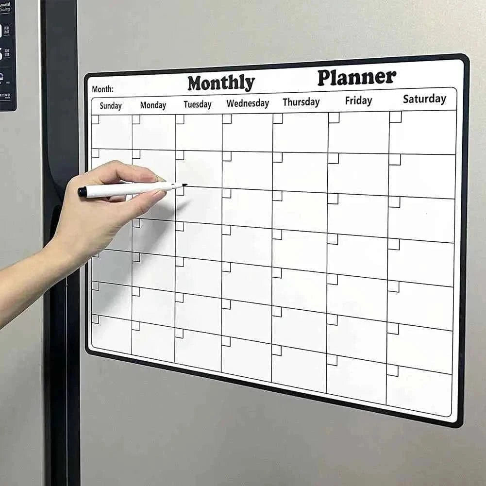 Magnetic Dry Erase Calendar Whiteboard Stickers with Weekly/Monthly Study Organizer Versatile Monthly Planner for Refrigerator