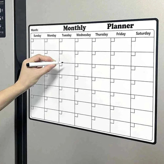 Magnetic Dry Erase Calendar Whiteboard Stickers with Weekly/Monthly Study Organizer Versatile Monthly Planner for Refrigerator