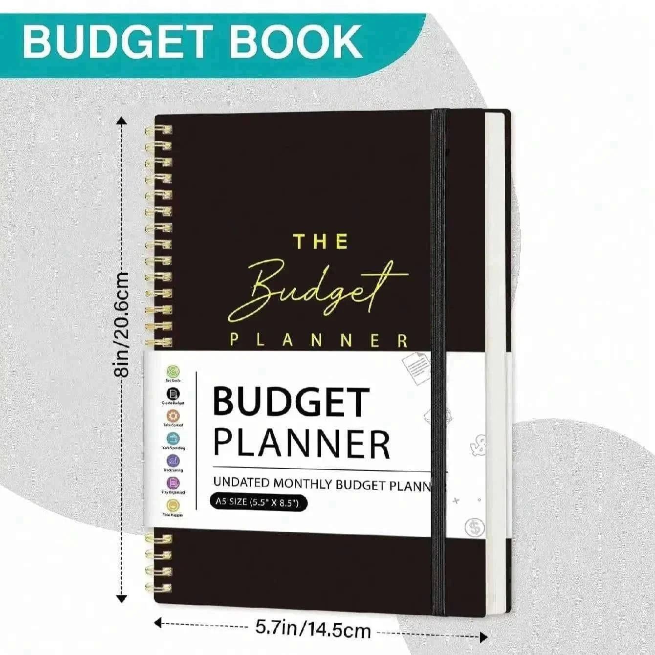 A5 Budget Planner, Undated Monthly Budget Book, Expense Tracker, Savings Journal, Spiral Finance Notebook