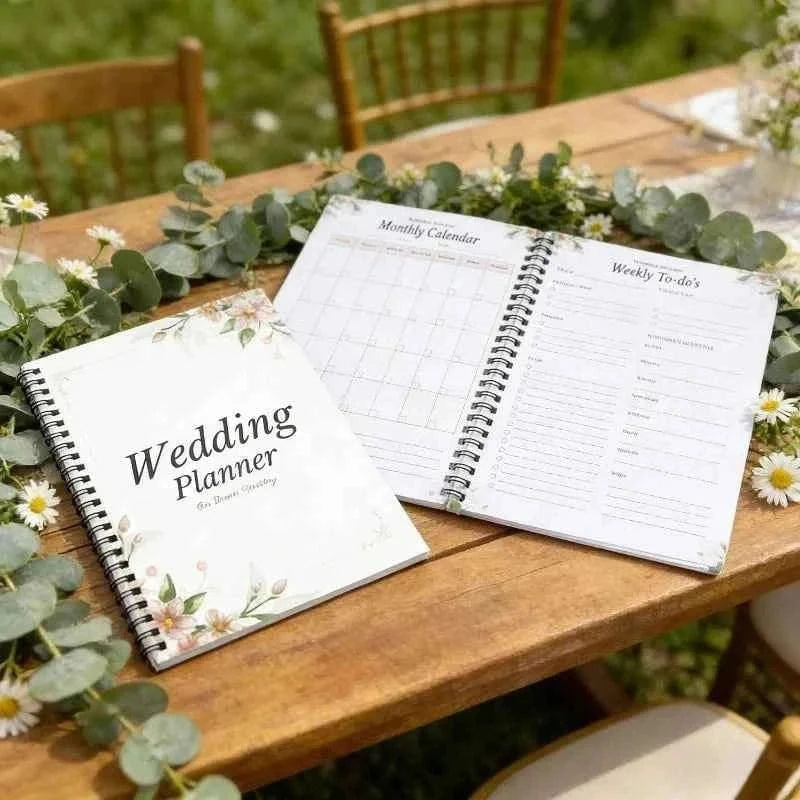 Wedding Planner Hardcover Planning Bridal Book Organizer Notebook Notepad Diary Engagement Calendar Book Diary Love Witness Gift