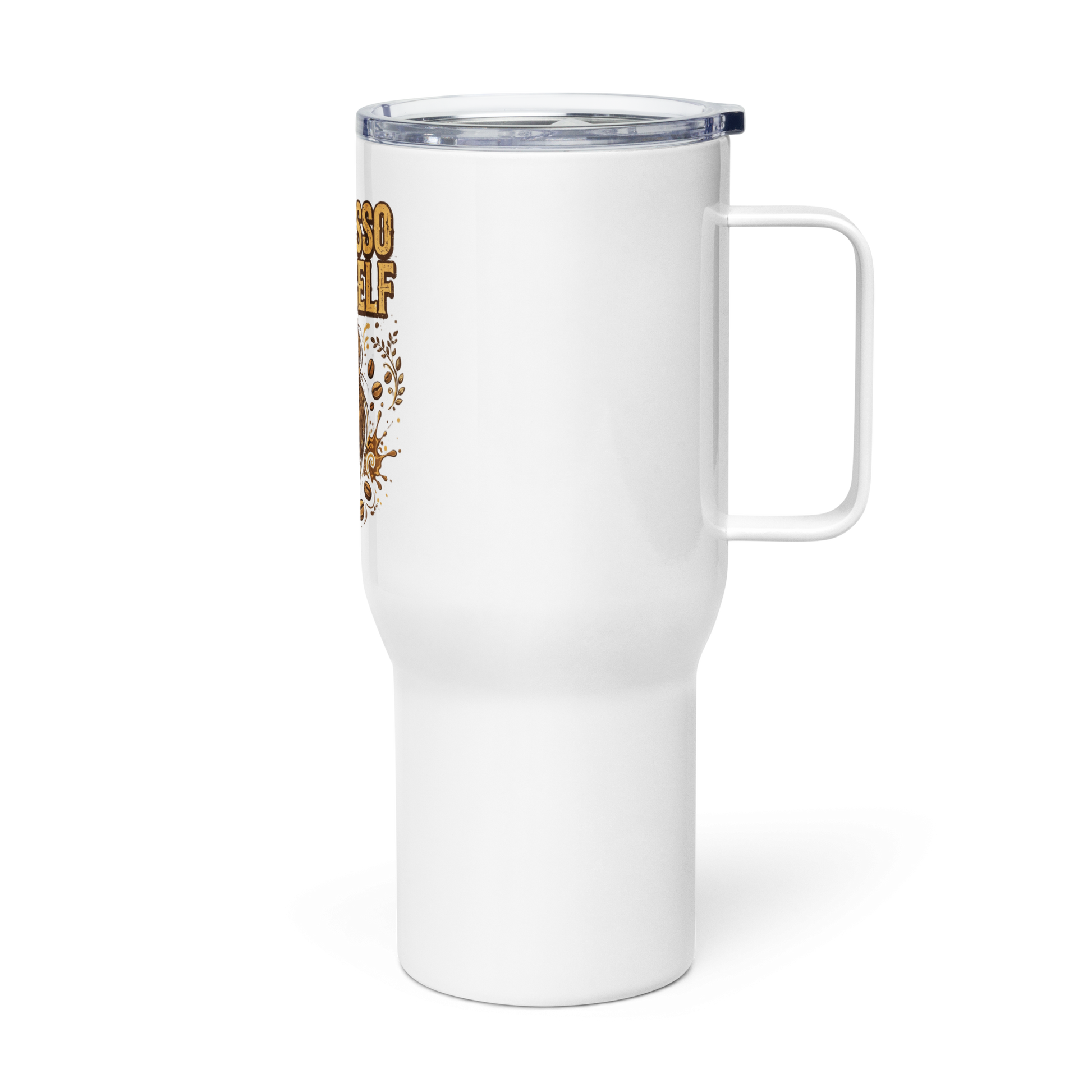 Travel mug with a handle