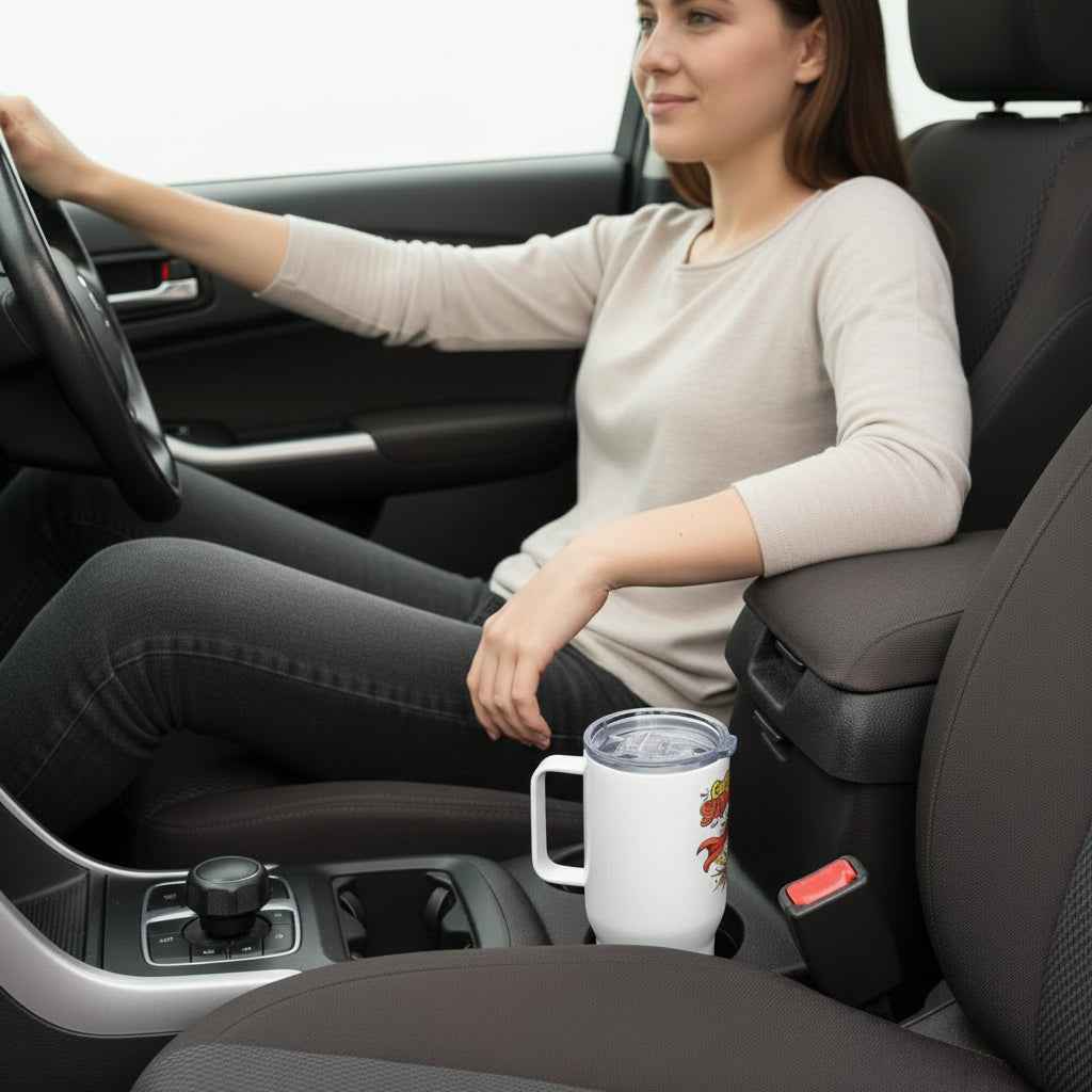 Travel mug with a handle