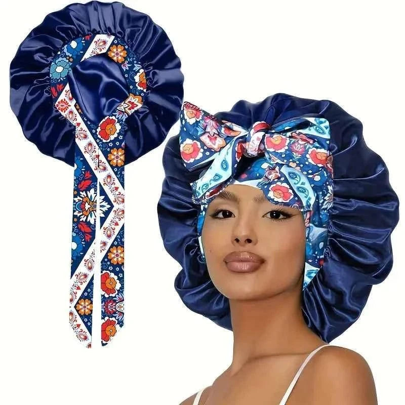 1Pcs Satin Waterproof Sleeping Cap Breathable and Environmentally Friendly Women's Sleeping Adjusted with Elastic Shower Cap