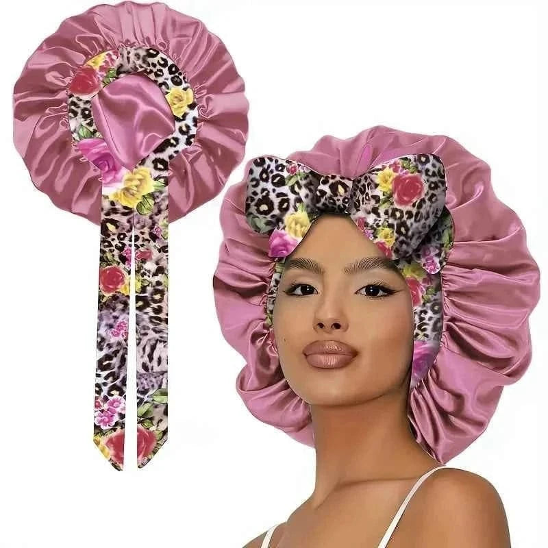 1Pcs Satin Waterproof Sleeping Cap Breathable and Environmentally Friendly Women's Sleeping Adjusted with Elastic Shower Cap