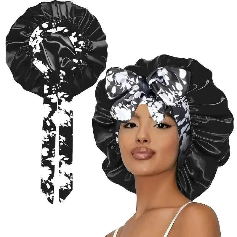 1Pcs Satin Waterproof Sleeping Cap Breathable and Environmentally Friendly Women's Sleeping Adjusted with Elastic Shower Cap