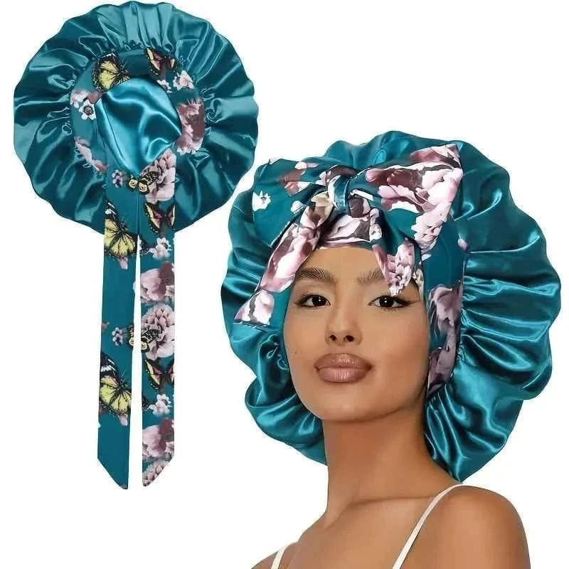 1Pcs Satin Waterproof Sleeping Cap Breathable and Environmentally Friendly Women's Sleeping Adjusted with Elastic Shower Cap