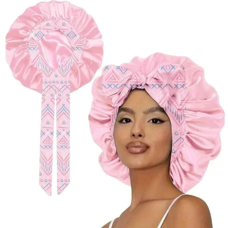 1Pcs Satin Waterproof Sleeping Cap Breathable and Environmentally Friendly Women's Sleeping Adjusted with Elastic Shower Cap