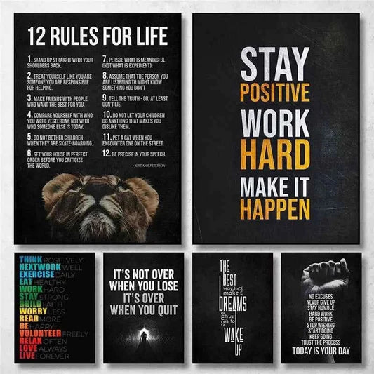 Vintage Motivational Quotes Stay Positive Just Don't Quit Art Poster Canvas Painting Wall Prints Picture Living Room Home Decor