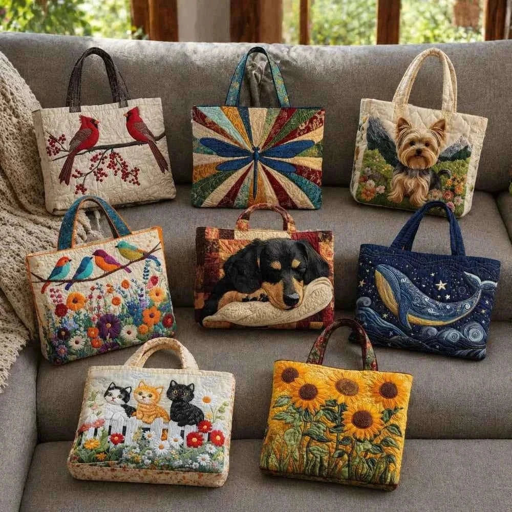 Vintage Women Printed Tote Bag Oxford Cloth Realistic Patterns Luxury Shoulder Bag Lightweight Large Capacity Travel Handbag