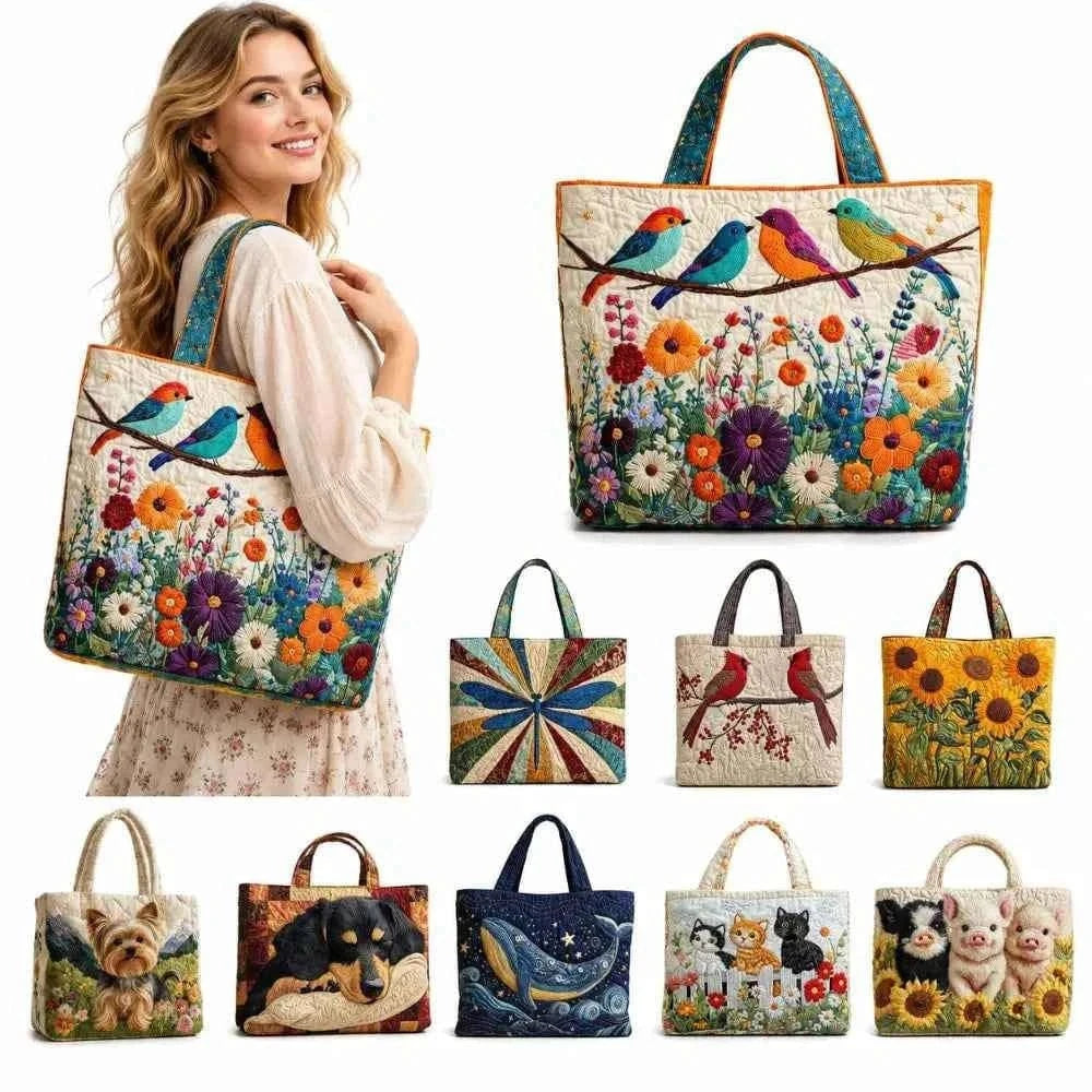 Vintage Women Printed Tote Bag Oxford Cloth Realistic Patterns Luxury Shoulder Bag Lightweight Large Capacity Travel Handbag