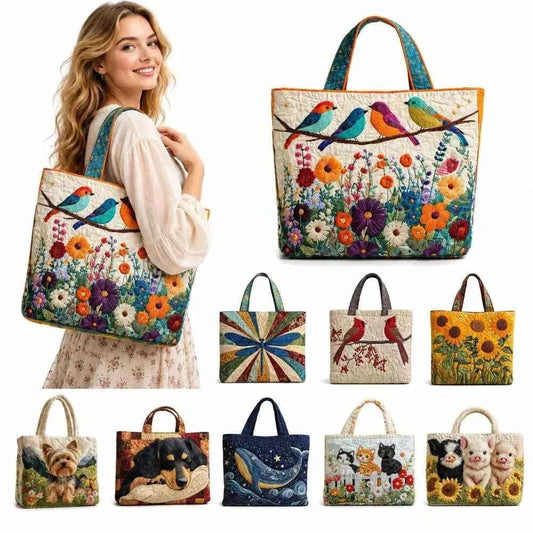 Vintage Women Printed Tote Bag Oxford Cloth Realistic Patterns Luxury Shoulder Bag Lightweight Large Capacity Travel Handbag