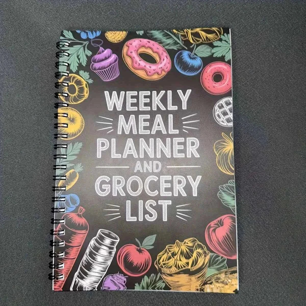 Weekly Meal Planner and Grocery List Organizer, Healthy Food Tracking Page, Recipe Section, Shopping List, Ideal for Weight Loss