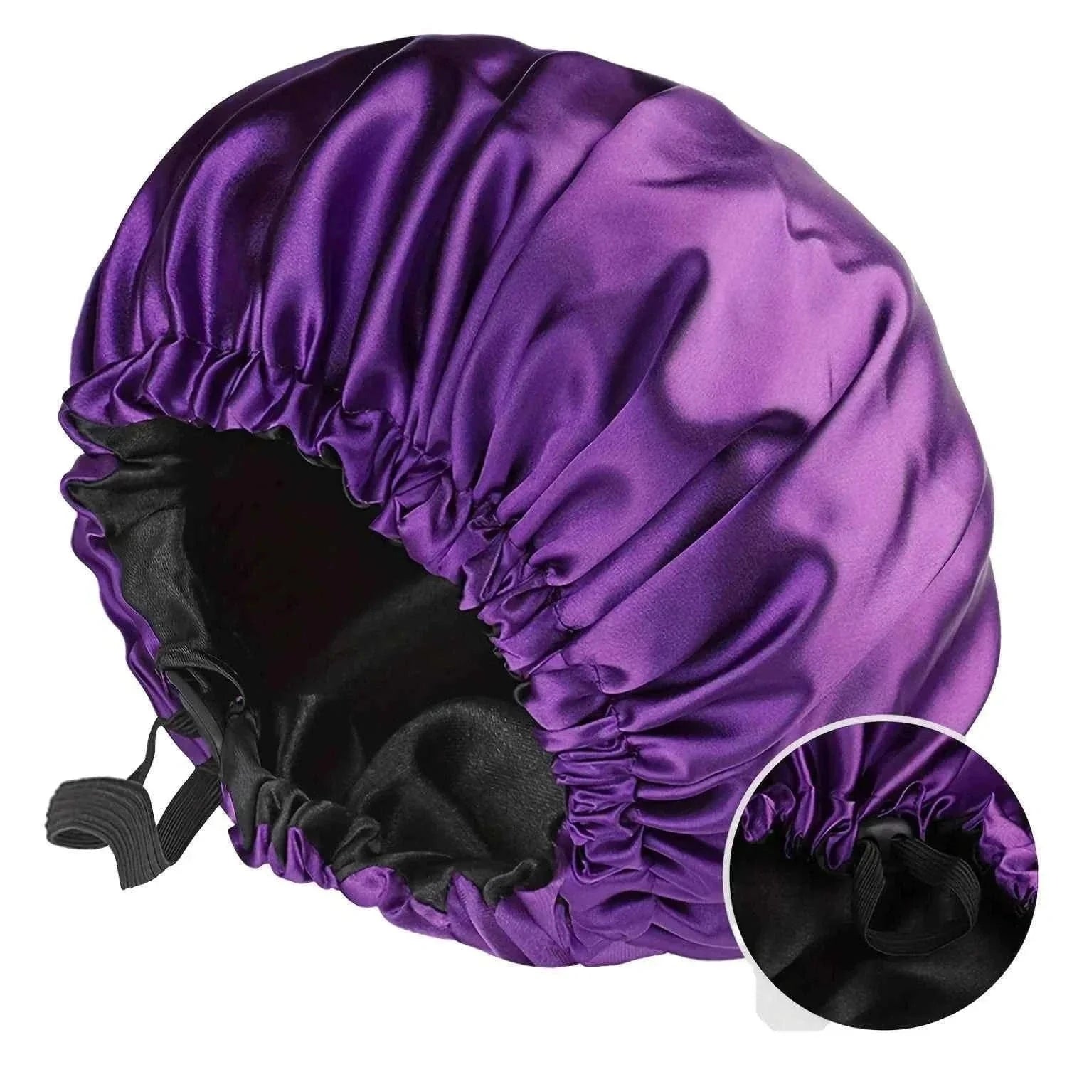 Women's Fashion Bonnet Soft Silk Smooth Double Layered Button Adjustable Hair Hat for Daily Home Comfortable Sleep Hat